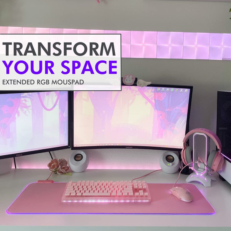 Tilted Nation Pink Mouse Pad | RGB Gaming Mouse Pad Pink (Create Your Dream Setup) Large LED Mousepad Mats for Desk with 8 Light Modes  Smooth Gliding  and Easy to Clean - Girl Gaming Accessories - Image 3